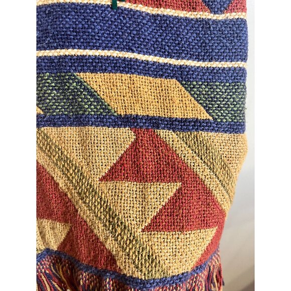 Western Striped Vest S Red Aztec Tapestry Tribal Boho Fringe Chevron Indian 70s - Picture 5 of 13